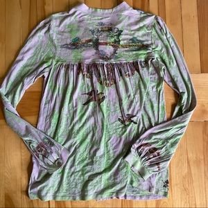 Vintage Y2K Butterfly Dropout Unicorn Graphic Snap Front Top